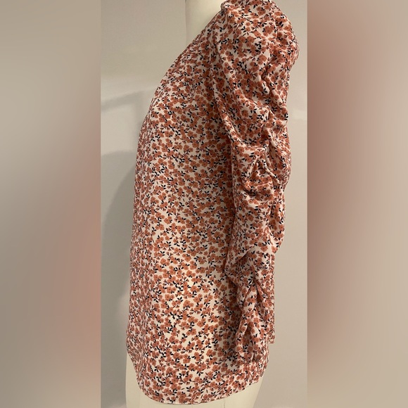 NWT Max Studio Medium ruched sleeve floral flowy blouse shirt - Picture 4 of 9